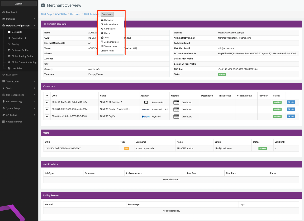 Merchant overview