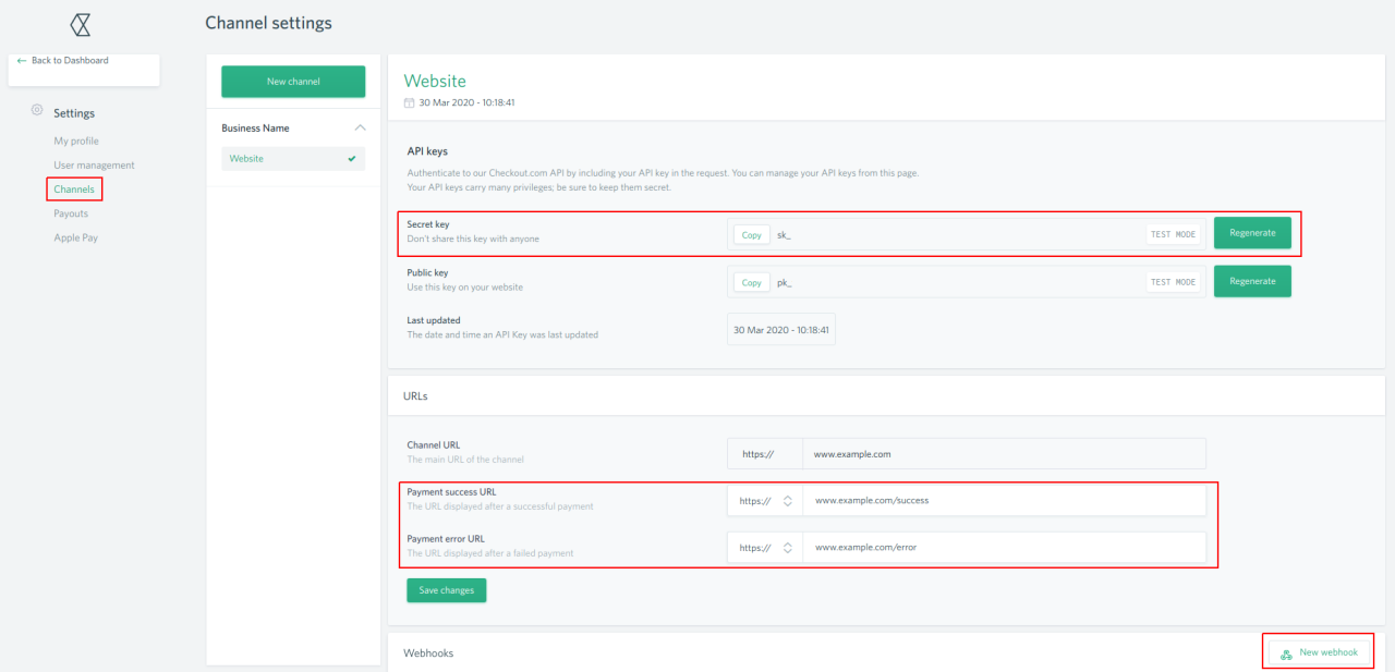 Checkout.com Dashboard