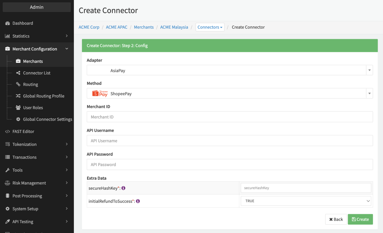 Connector Config - AsiaPay