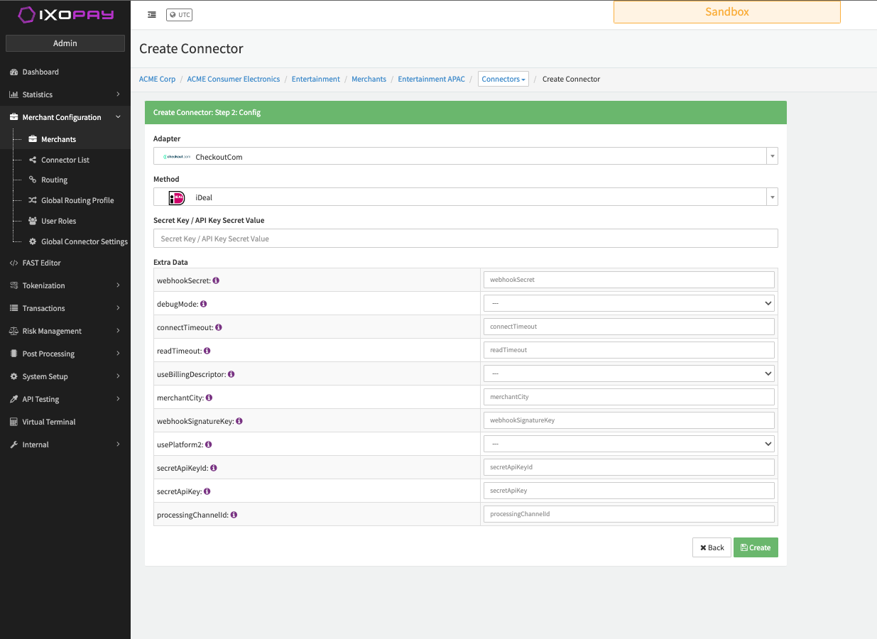 Connector Config - CheckoutCom iDeal