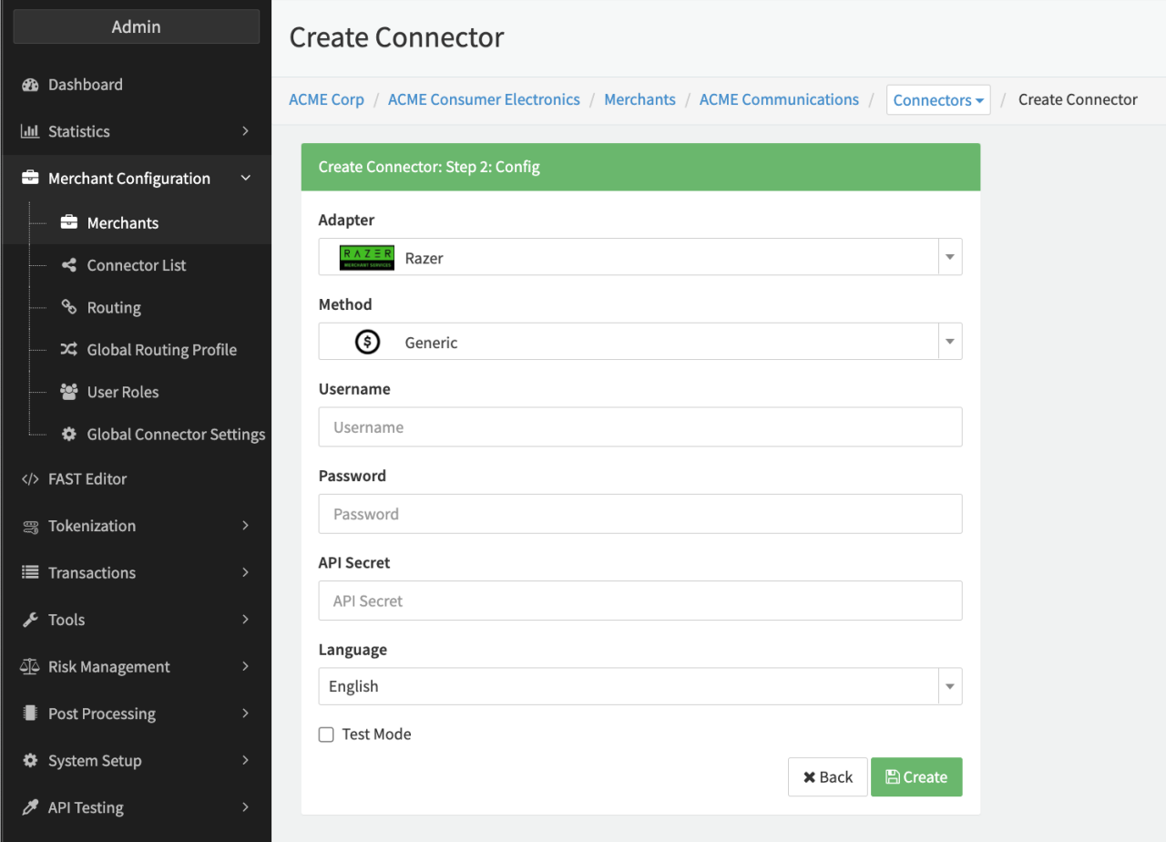 Connector Config - Razer