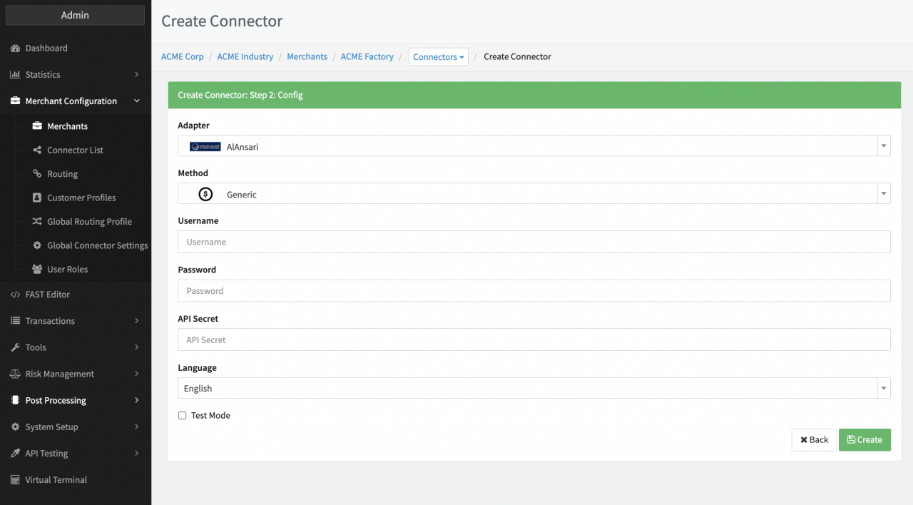 Connector Config - AlAnsari