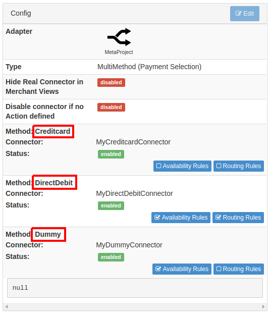 Connector Details Overview - Method names