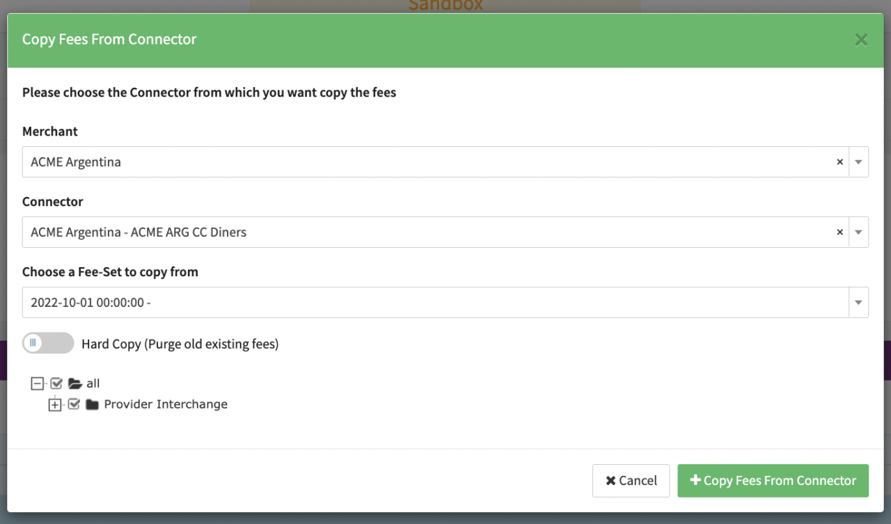 Copy Fees Dialog