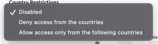 Country Restrictions option