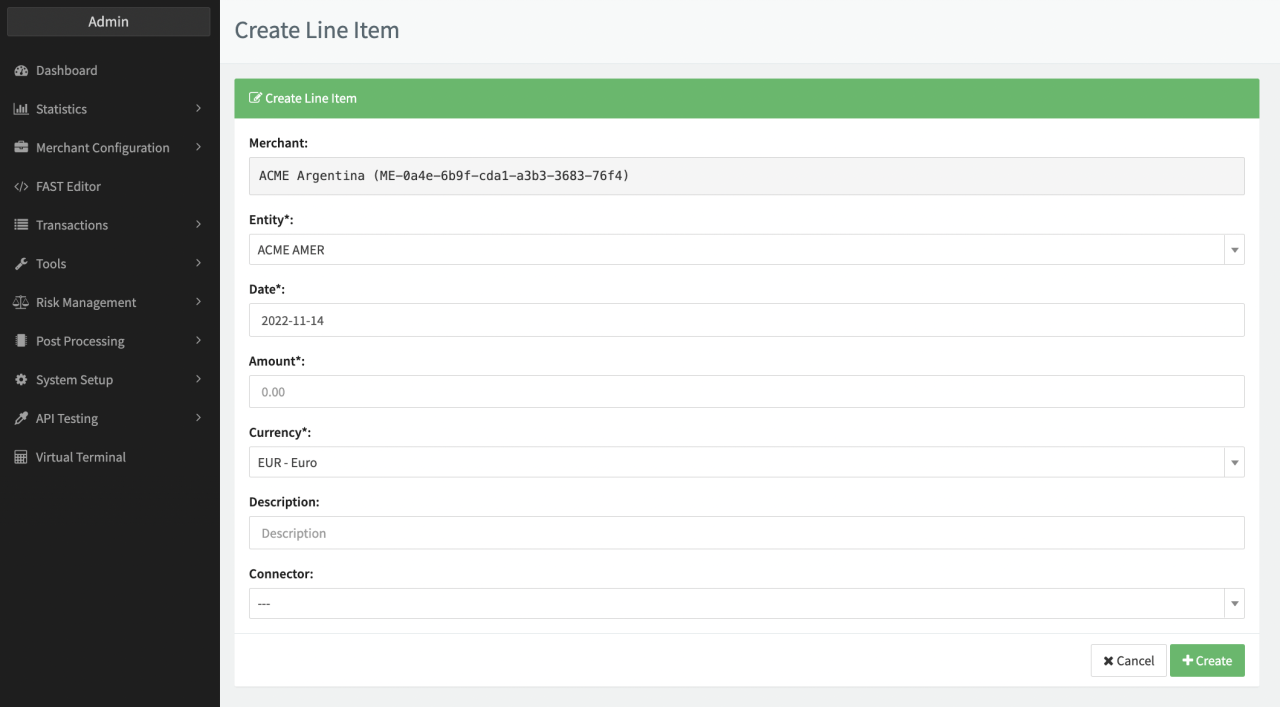 Create Line Item