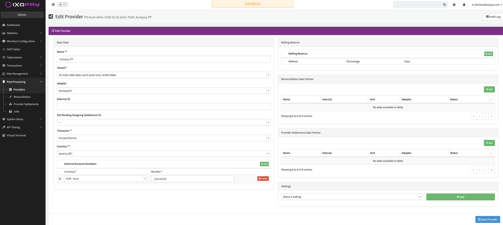 Edit Provider Page