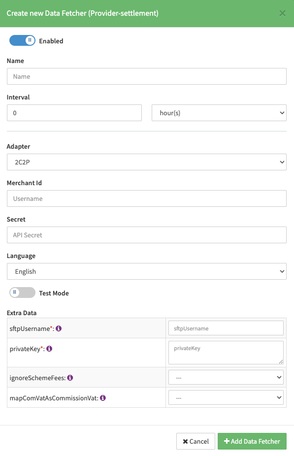 Edit Provider Settlement Data Fetcher Provider Level