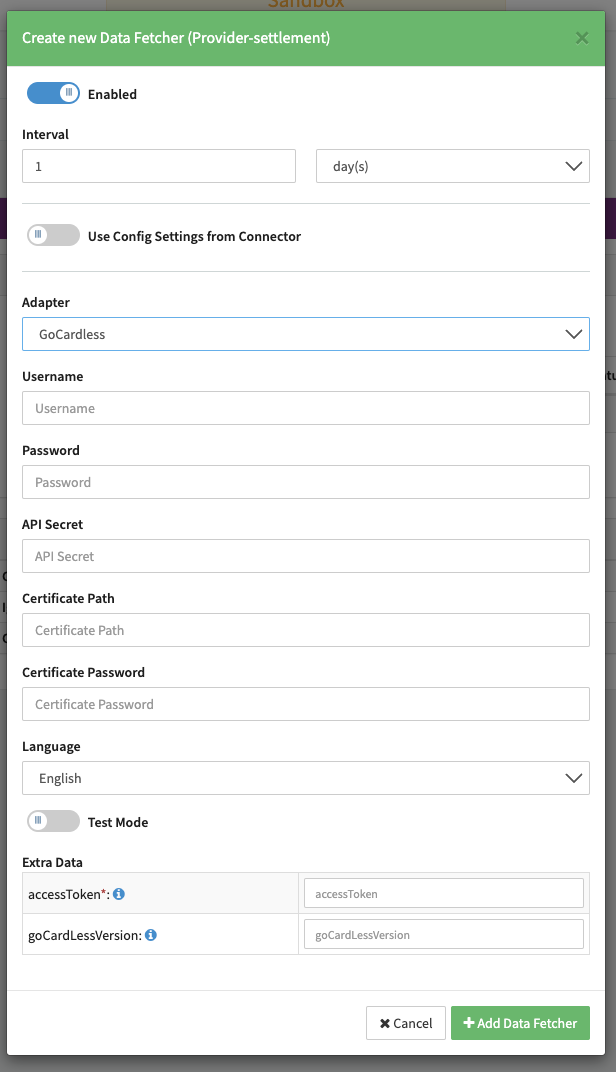 Edit Provider Settlement Data Fetcher Provider Level