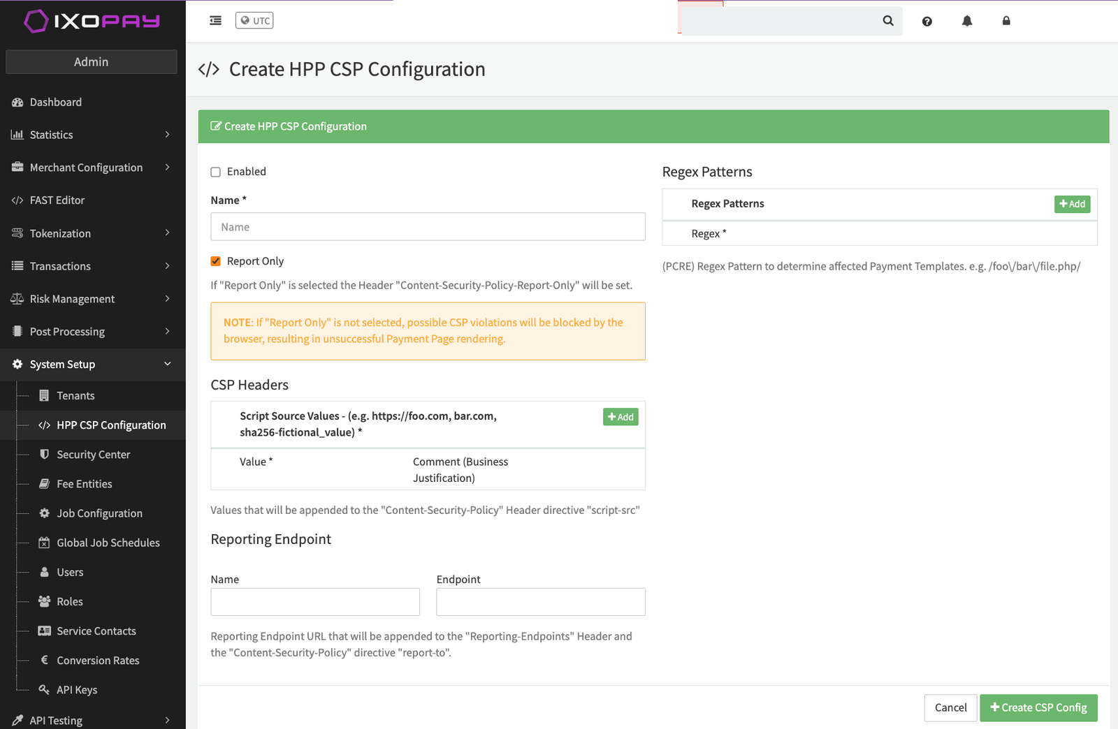 Create HPP CSP Configuration