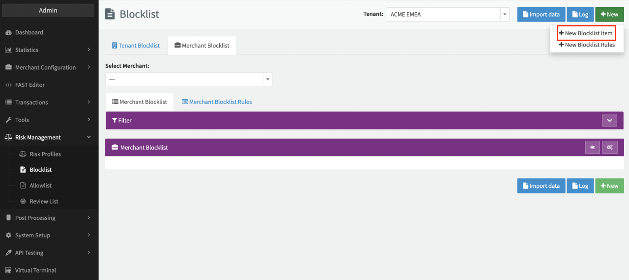 New Blocklist Item
