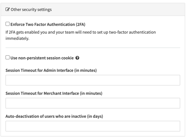 Other security settings