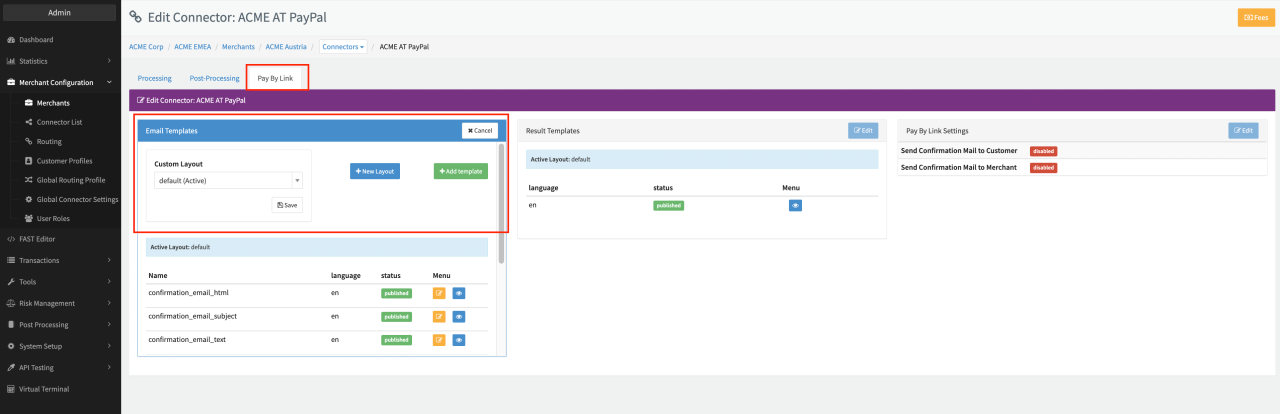 Pay by Link Layout