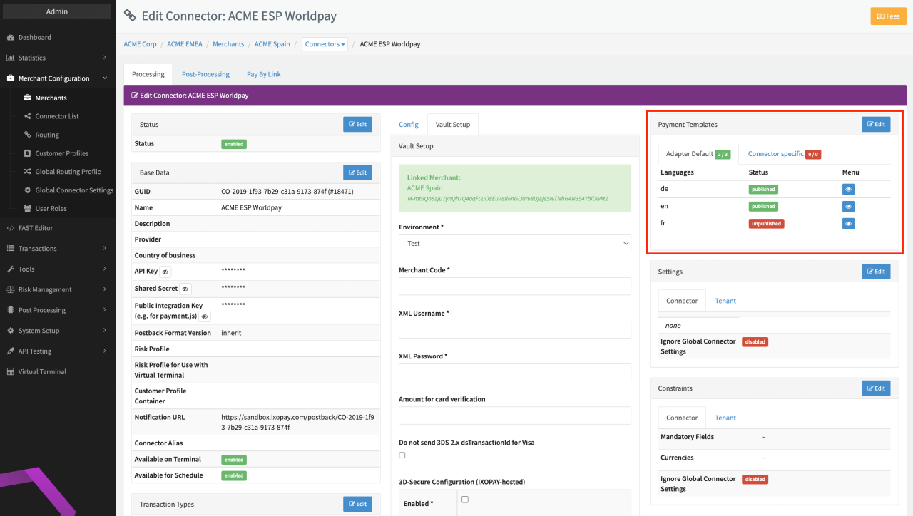 Payment Templates