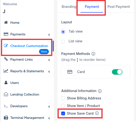 Paymob β Checkout Customization β Show Save Card