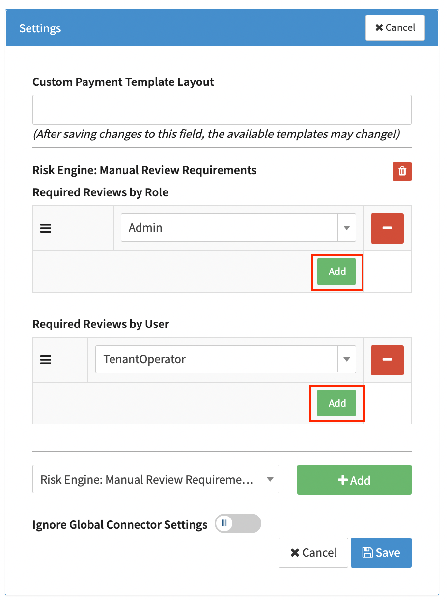 Required Reviews by parameters