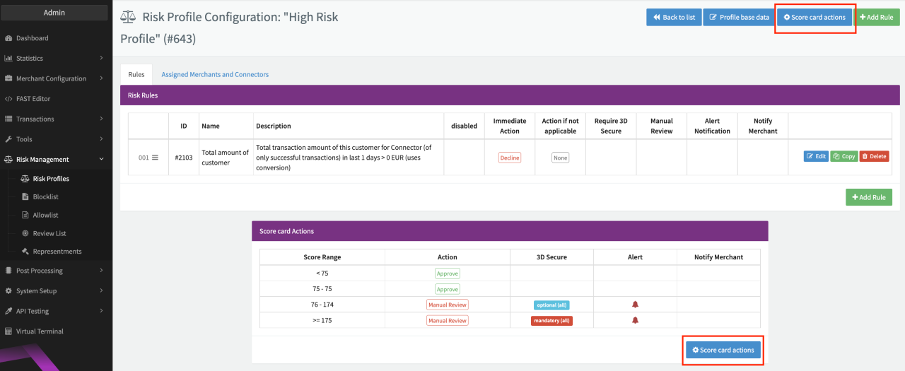Risk Profile Configuration