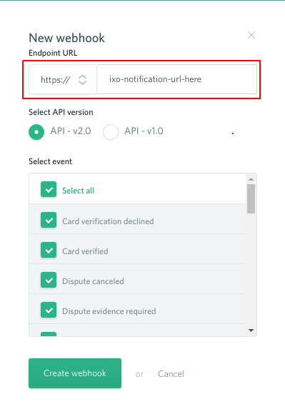 Webhook Configuration Checkout.com Dashboard